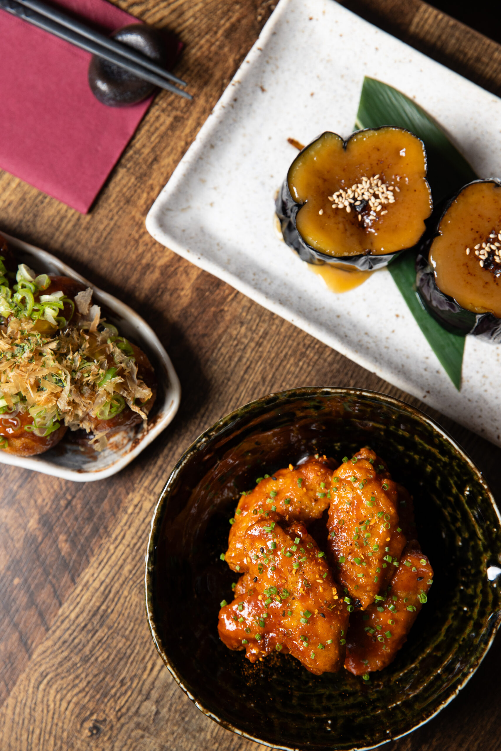 Kabocha squash, spicy chicken wings and takoyaki at So Restaurant